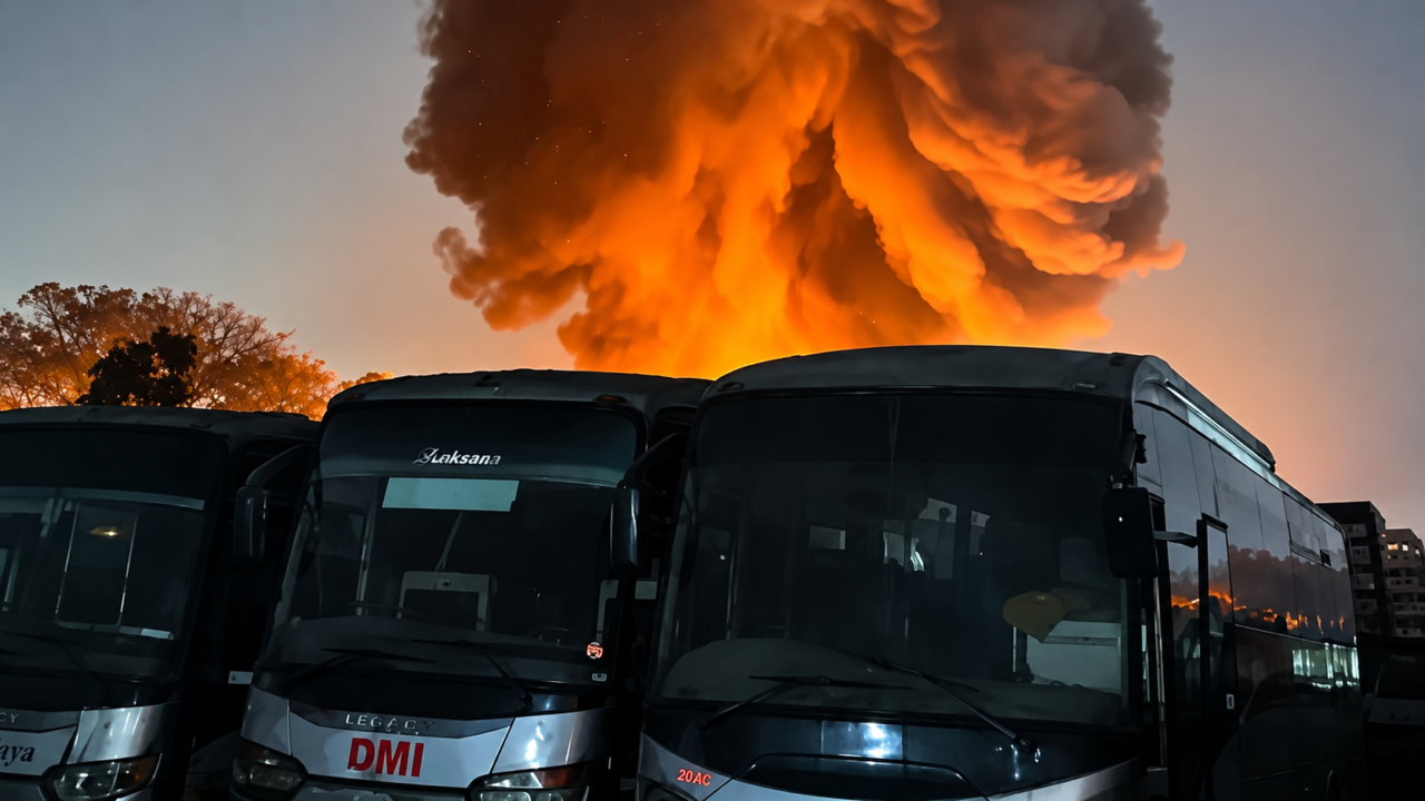 Kebakaran Pangkalan PO Sinar Jaya di Cikarang Barat, 50 Bus Hangus Terbakar